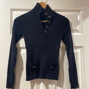 New moda international black sweater shirt top pockets size S